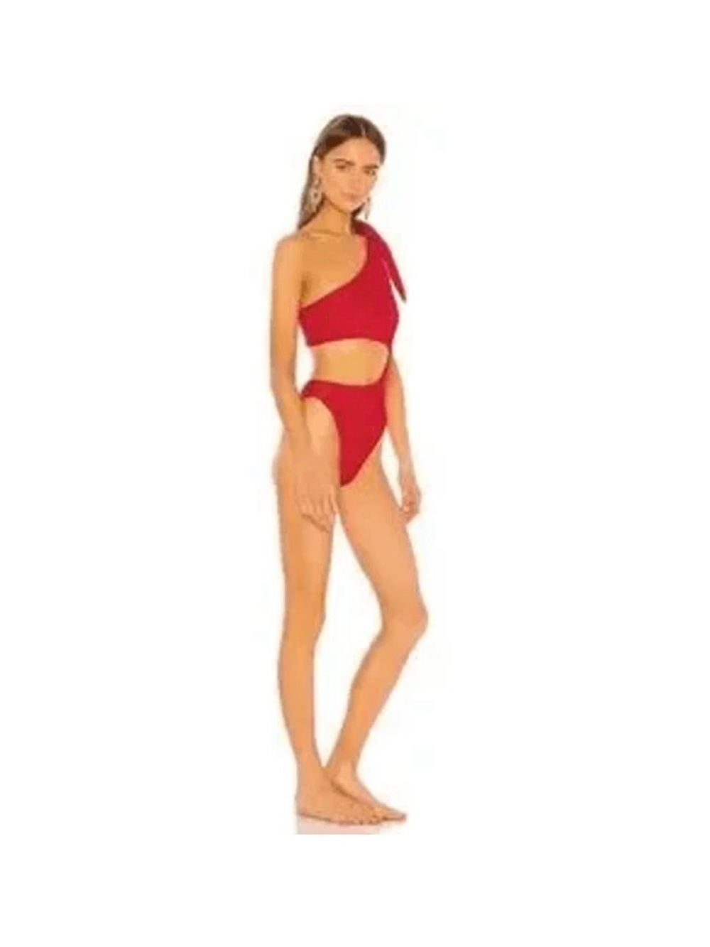 Skin by SAME from Revolve Ribbed Asymmetric Red Cutout One-Piece Swimsuit